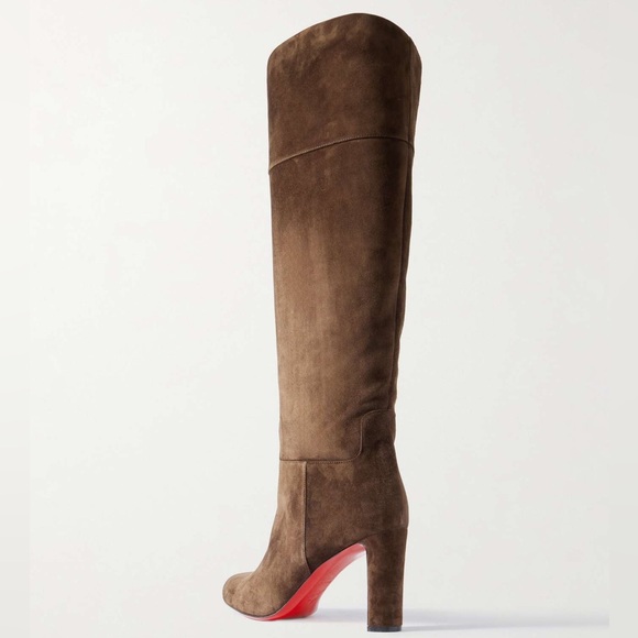 NWOB Christian Louboutin Loo Botta 85 Suede Knee High Boots in Chocolate Brown - Picture 3 of 13